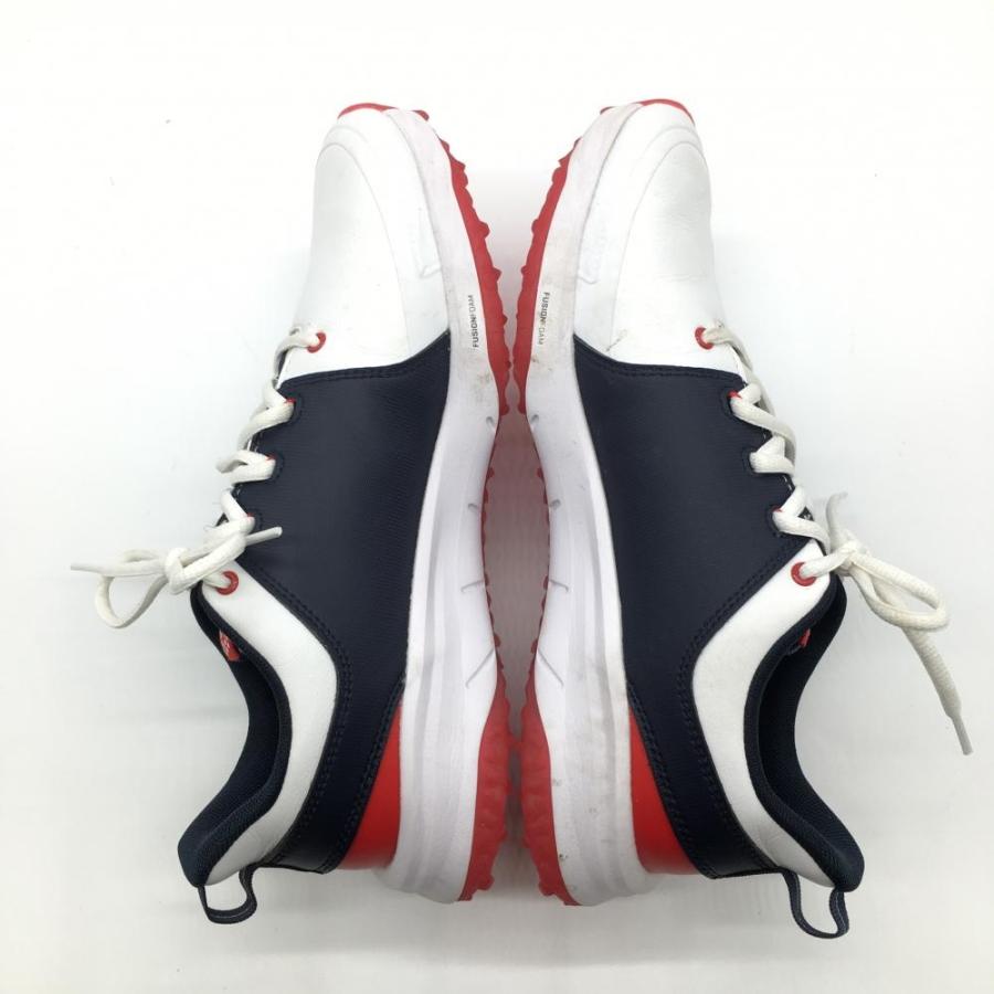 美品】プーマ ゴルフシューズ 白×ネイビー スパイクレス 194467-05