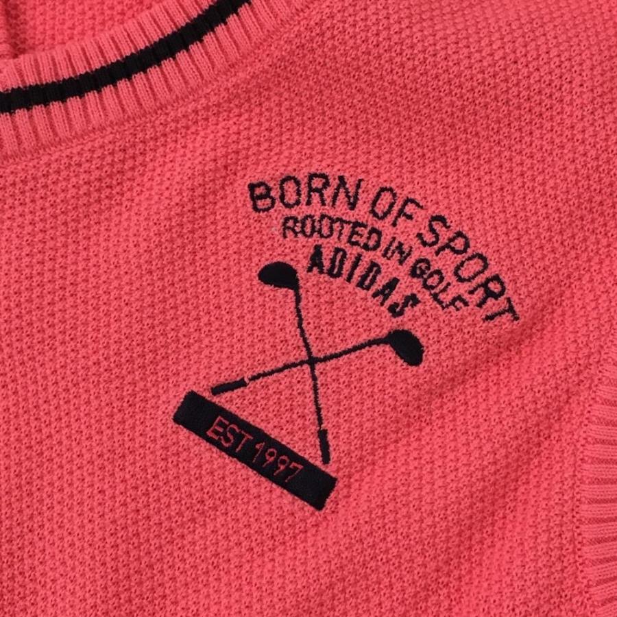 adidas（アディダス） ニットベスト ピンク×ネイビー ネック・裾ライン 