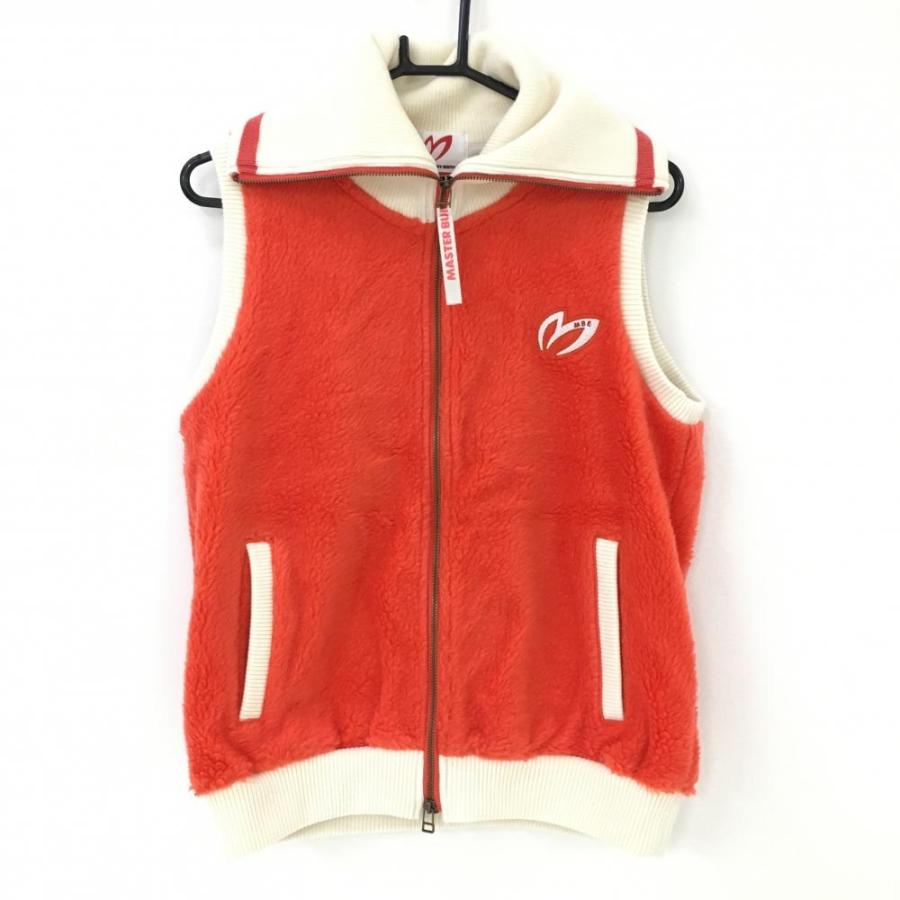 美品 マスターバニー ゴルフ ブルゾン ベスト 超美品】マスターバニー ボアベスト オレンジ×白 ウール混 ダブル