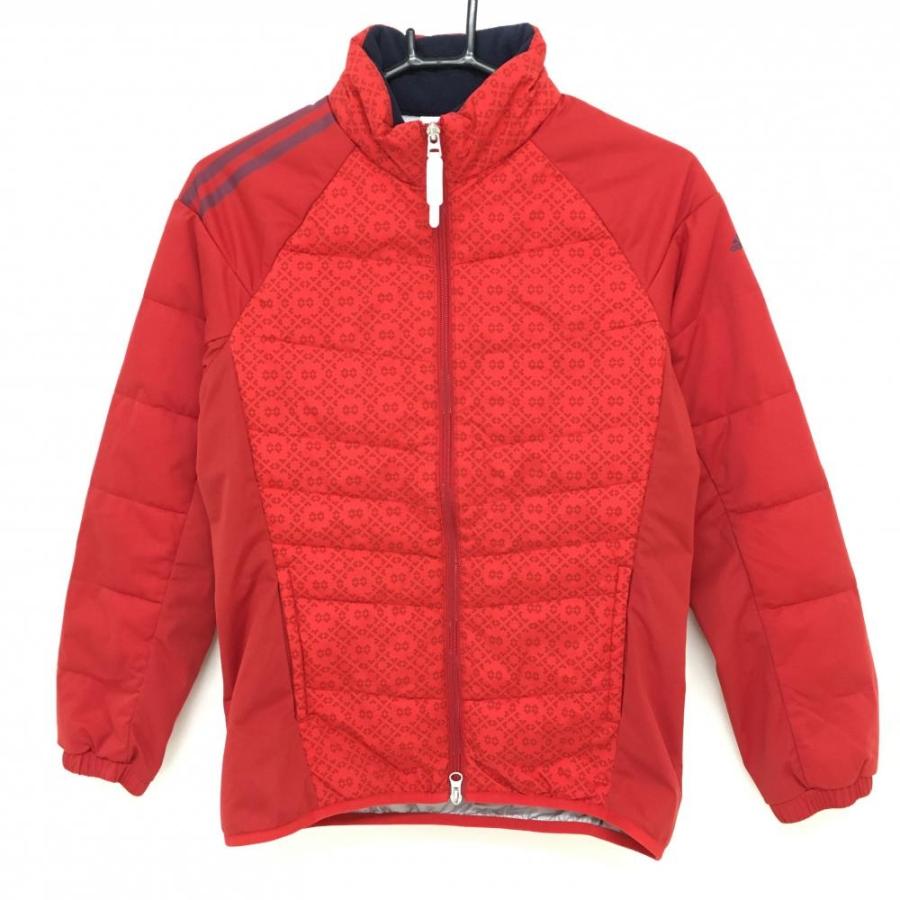 ★アディダス★adidas　GOLF　中綿保温総柄ジャケット 超美品】アディダス 中綿ジャケット レッド 見頃総柄 襟裏起毛
