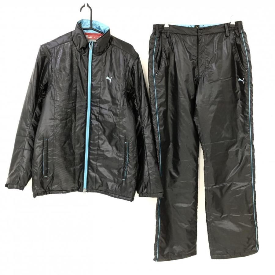PUMAゴルフ 中綿フード付きジャケットとパンツセット PUMA（プーマ） 上下セット(2WAY中綿ジャケット×パンツ) 黒×ライト