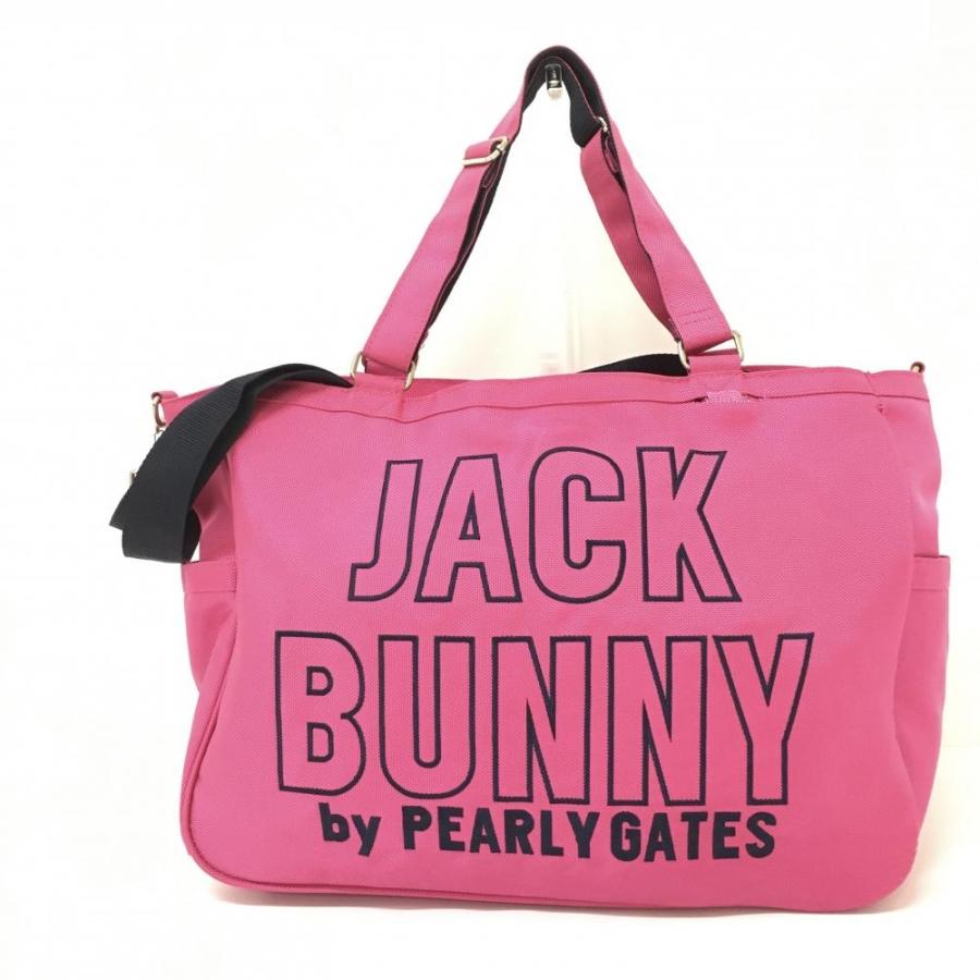 Jack Bunny!! BIGトートバッグ ピンク ゴルフ ジャックバニー 2WAYビッグトートバッグ ピンク ビッグロゴネイビー
