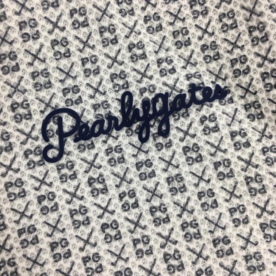 PEARLY GATES（パーリーゲイツ） 半袖ポロシャツ 白×ネイビー ロゴ総柄