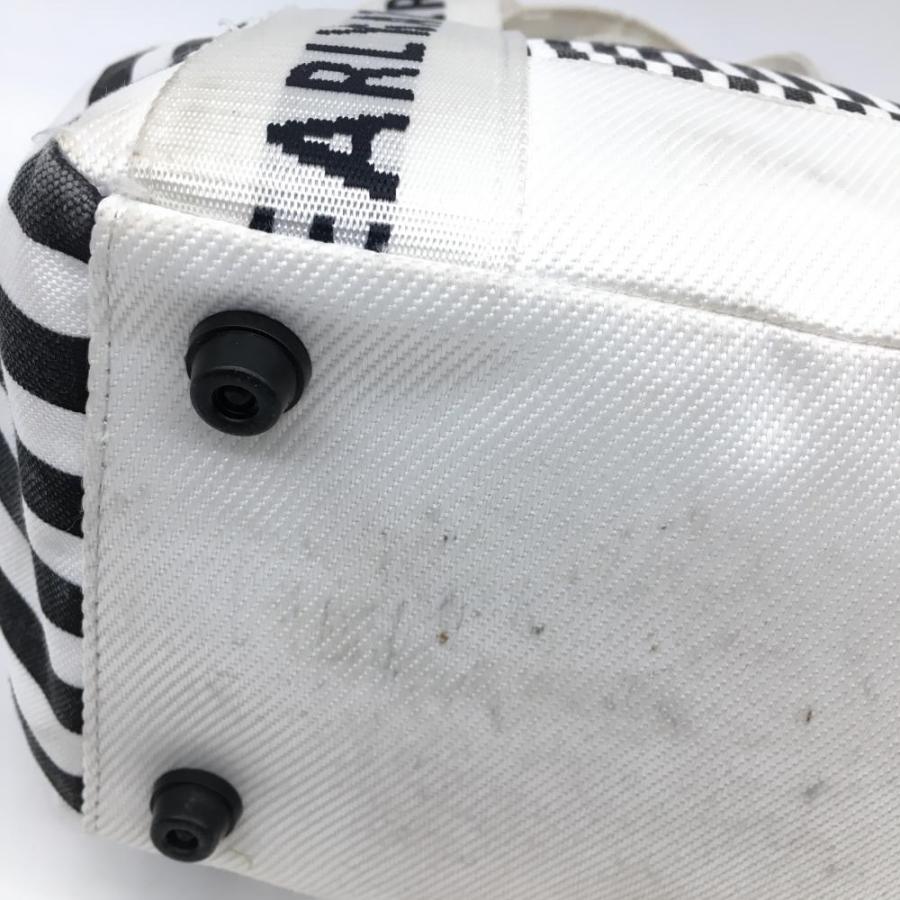 パーリーゲイツ カートバッグ 白×黒 ストライプ 持ち手ロゴゴルフ 2022