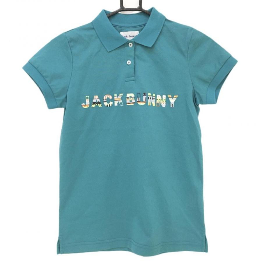 Jack Bunny!!（ジャックバニー） 半袖ポロシャツ ブルーグリーン ロゴ