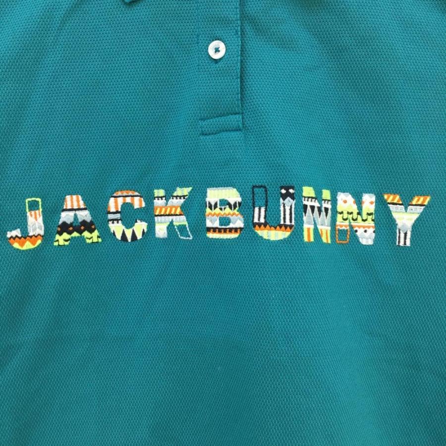 Jack Bunny!!（ジャックバニー） 半袖ポロシャツ ブルーグリーン ロゴ