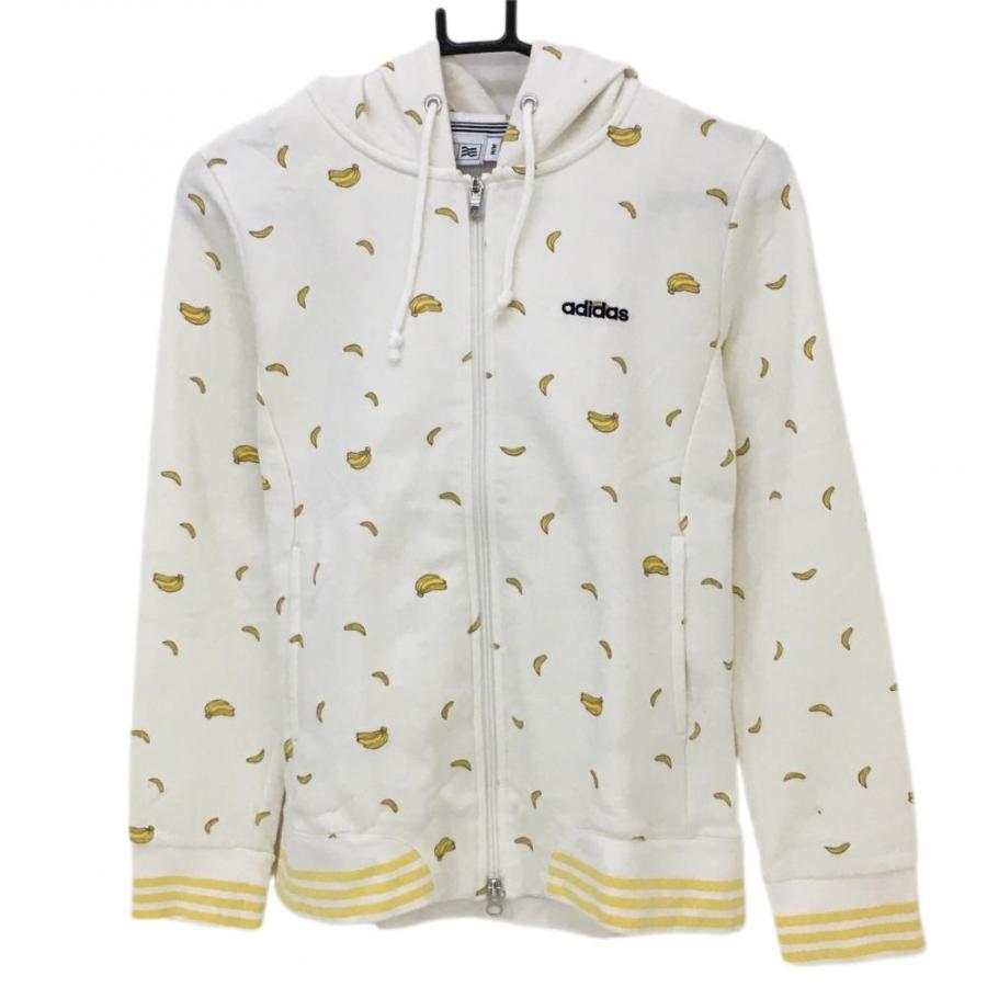 ✨美品✨adidas ゴルフウェア セットアップ ジップパーカー スカート M 美品】アディダス ジップパーカー 白×イエロー バナナ柄 スウェット地