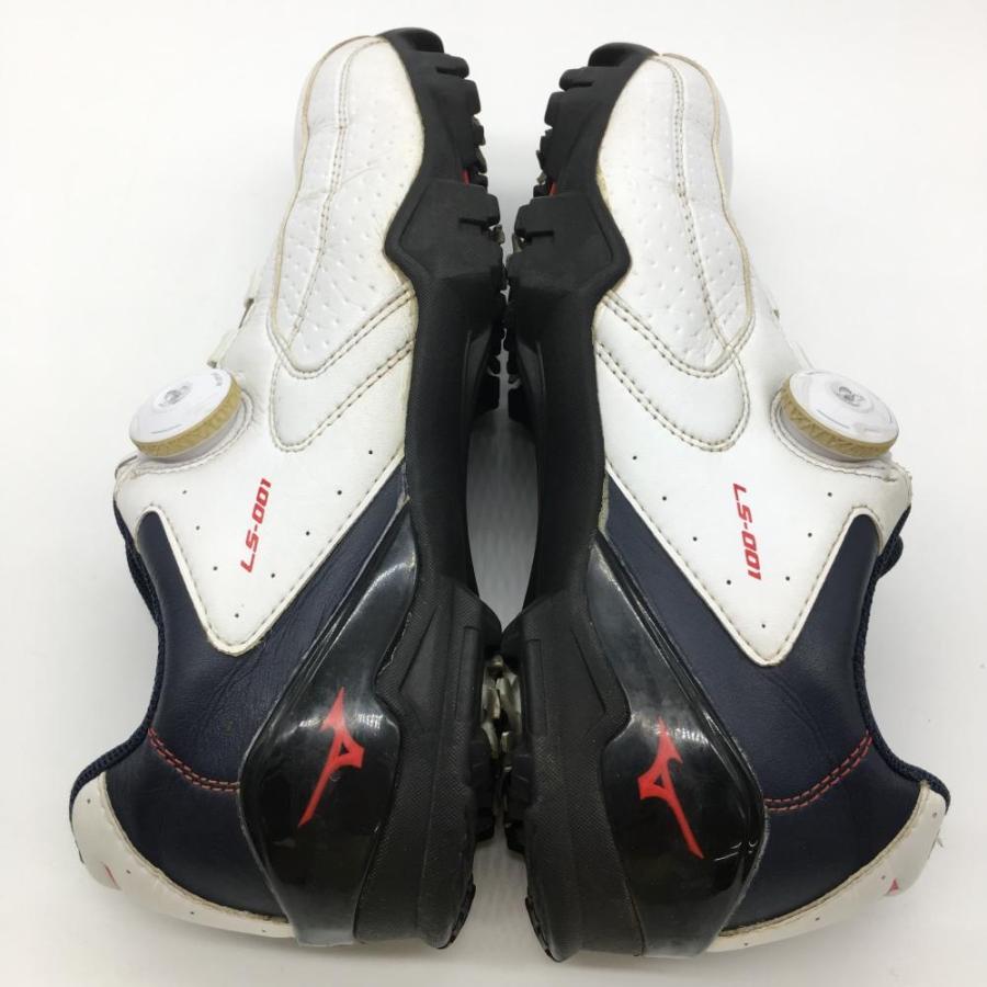 MIZUNO ミズノメンズゴルフシューズ 美品】ミズノ ゴルフシューズ 白×ネイビー 51GM152791 LS-001 BOA ボア