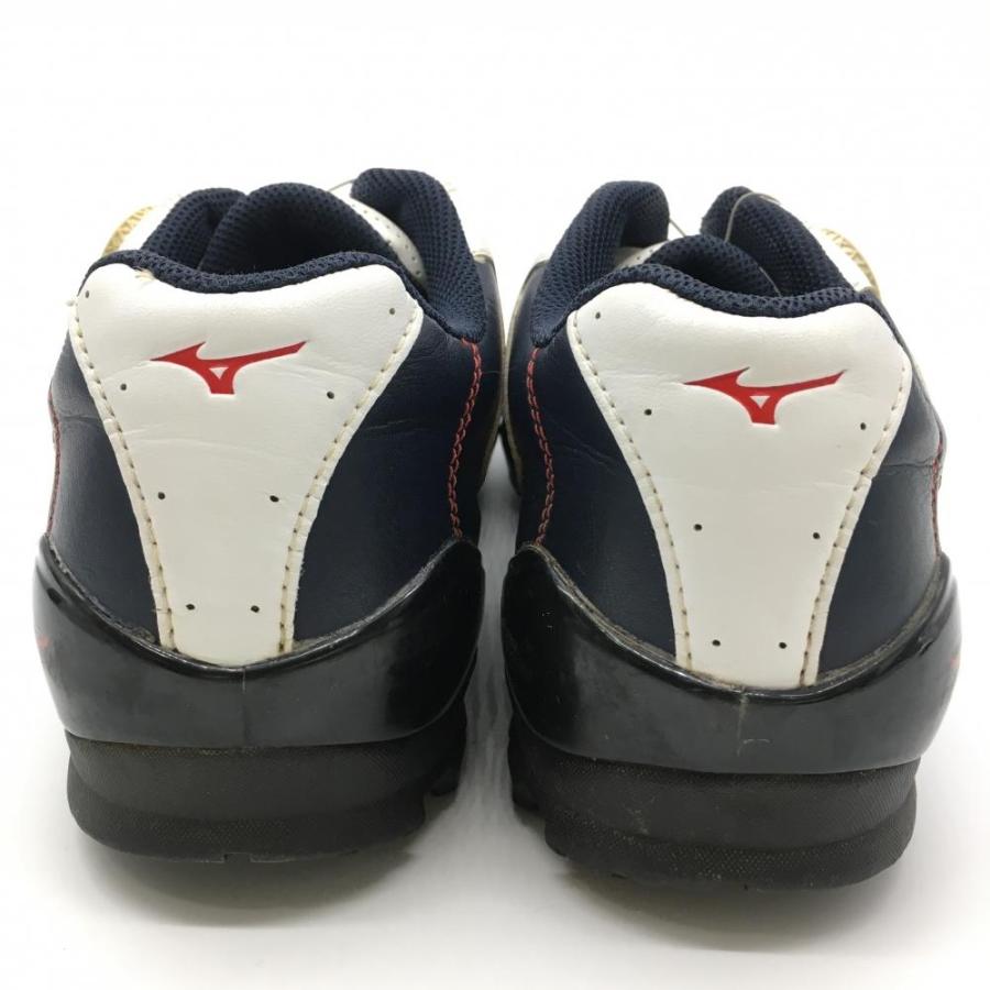 MIZUNO ミズノメンズゴルフシューズ 美品】ミズノ ゴルフシューズ 白×ネイビー 51GM152791 LS-001