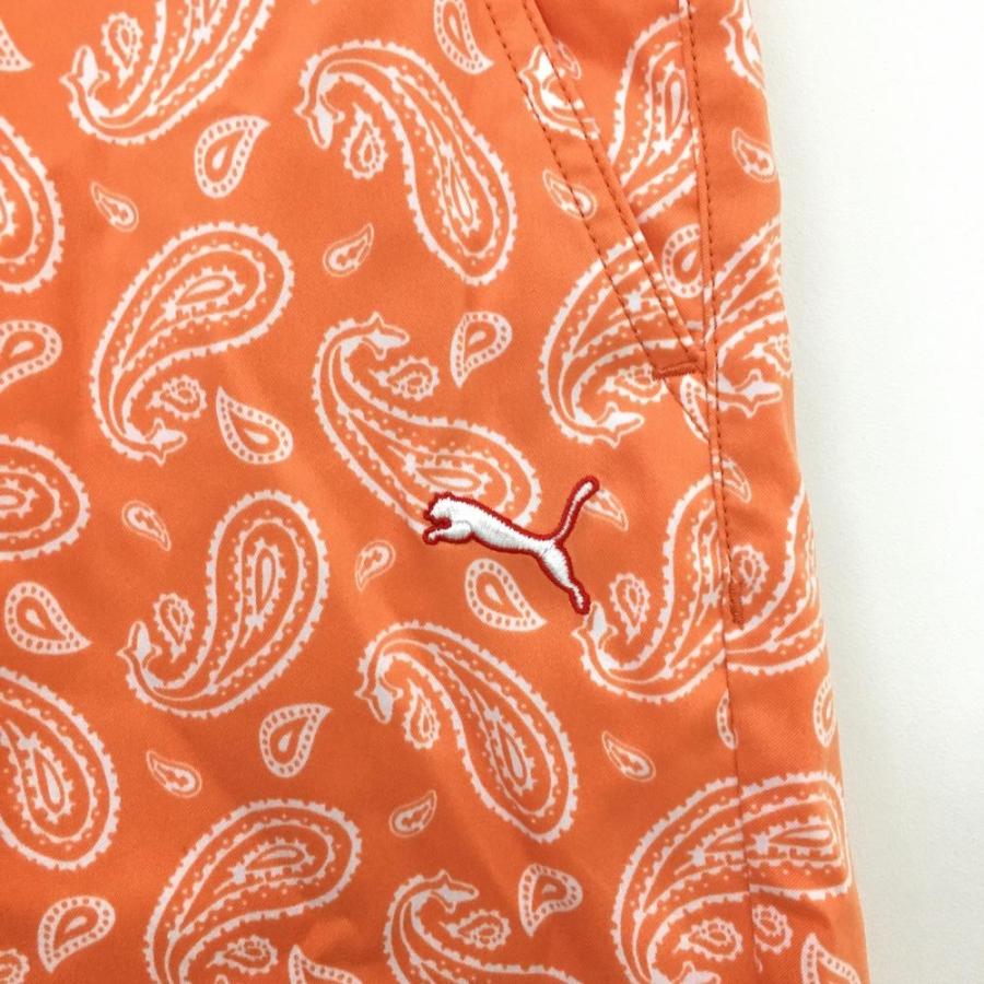 超美品】プーマ ハーフパンツ オレンジ×白 ペイズリー柄 ストレッチ