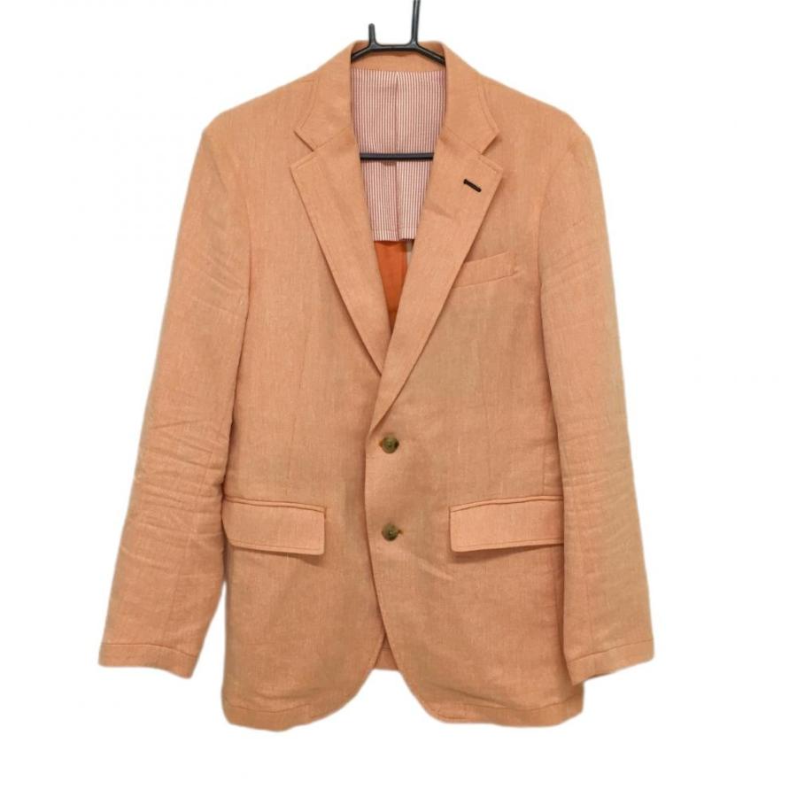 美品】キャロウェイ テーラードジャケット オレンジ 麻混 無地 メンズ