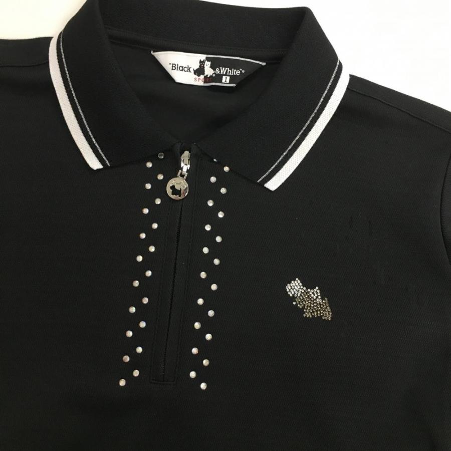 Black&White ブラックアンドホワイト 半袖ポロシャツ 黒×白 Black&White ブラックアンドホワイト 半袖ポロシャツ 黒×白