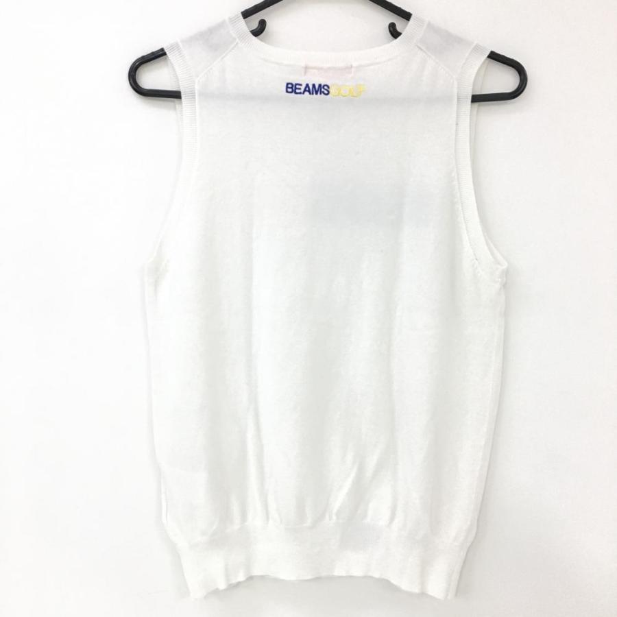 BEAMS ビームスゴルフ ベスト 白 ロゴフェルト Vネック