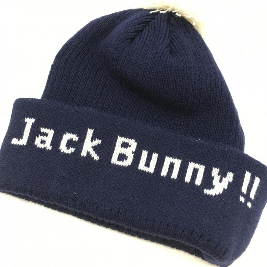 ジャックバニー×PEANUTS ニット帽 ネイビー×白 スヌーピー FR ゴルフ