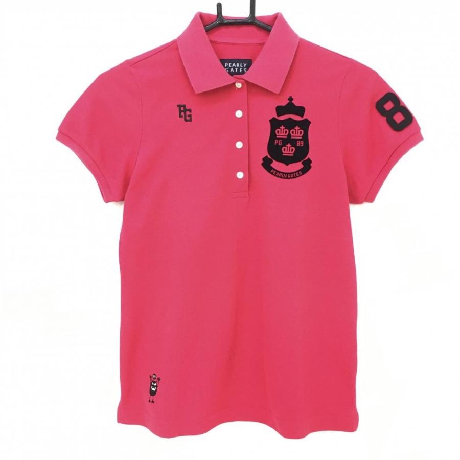 ポロシャツ PEARLY GATES パーリーゲイツ 半袖ポロシャツ ピンク×黒