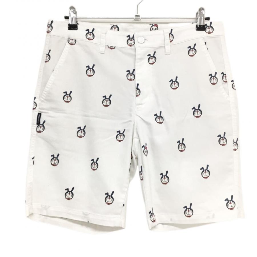 美品】ジャックバニー×ドラえもん ハーフパンツ 白×ネイビー 総柄  