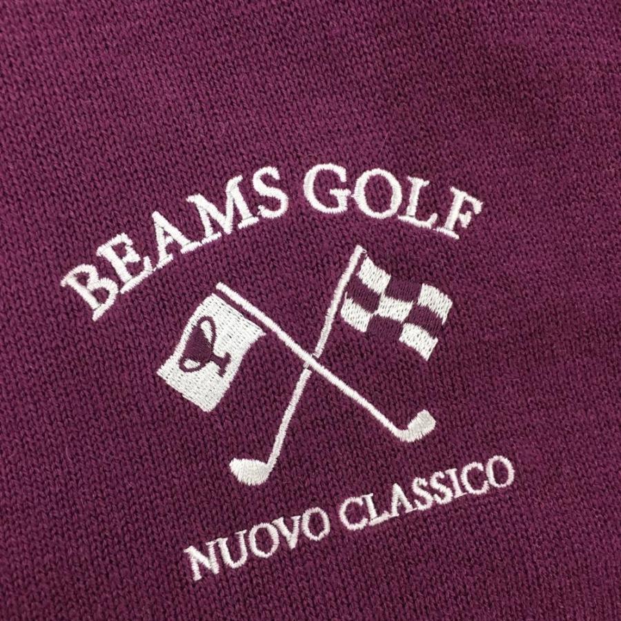 BEAMS ビームスゴルフ ニットブルゾン レッドパープル×グレー 一 BEAMS ビームスゴルフ ニットブルゾン レッドパープル×グレー 一