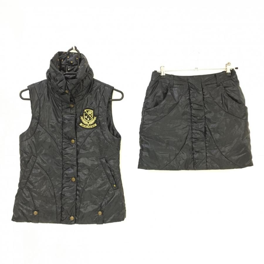 美品】フィラゴルフ 上下セット(中綿ベスト×スカート) 黒 ネック内側