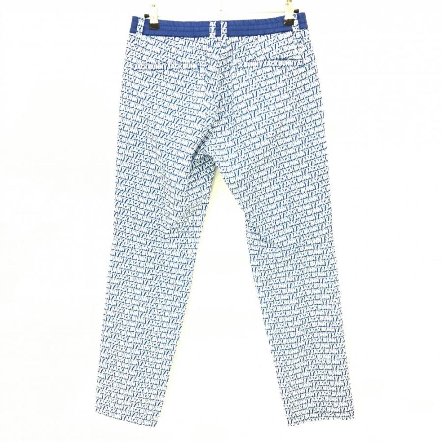 超美品】ジャックバニー パンツ 白×ブルー ロゴ総柄 メンズ 5(L