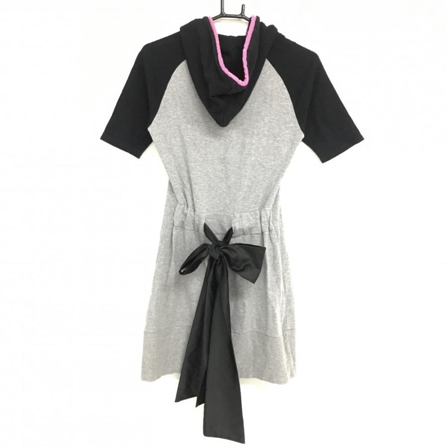 ラッセルノ 半袖ワンピース グレー×黒 スウェット地 ビッグスカル  
