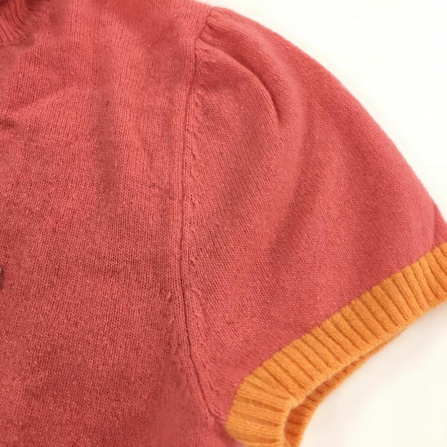 LACOSTE（ラコステ） 半袖セーター ピンク×オレンジ ハイネック 