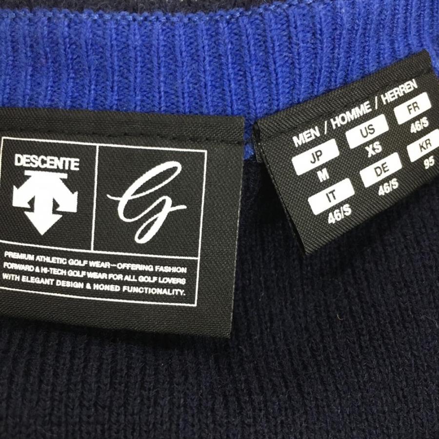 超美品】デサントゴルフ セーター ネイビー×ブルー ウール混 ニット