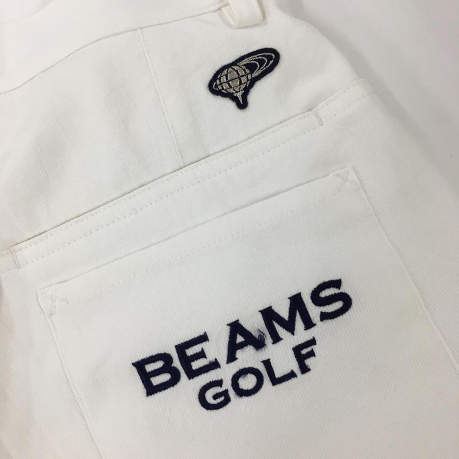 【美品】BEAMS GOLFビームスゴルフ　ホワイト ゴルフパンツ　サイズ46 BEAMS（ビームス） ビームスゴルフ パンツ 白 刺しゅう 麻混 メンズ 46