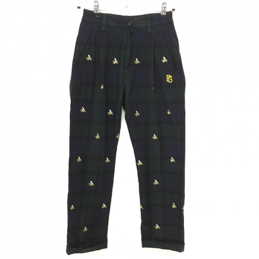美品】パーリーゲイツ パンツ グリーン×ネイビー チェック バナナ  