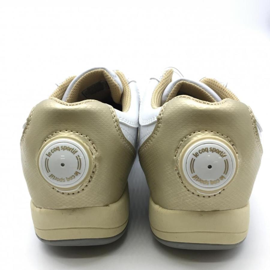 超美品】ルコック ゴルフシューズ 白×ゴールド QQL0584 レディース 23