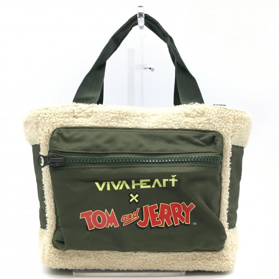 美品】ビバハート カートバッグ カーキ×ベージュ トムとジェリー ボア