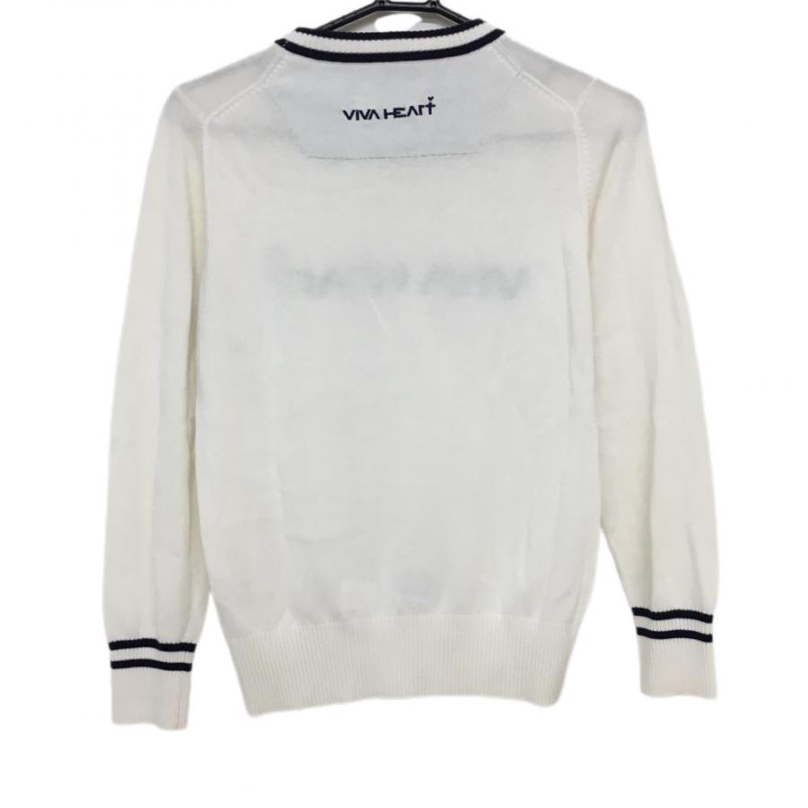 ビバハート セーター 白×ネイビー 胸元ロゴ ニット レディース 40