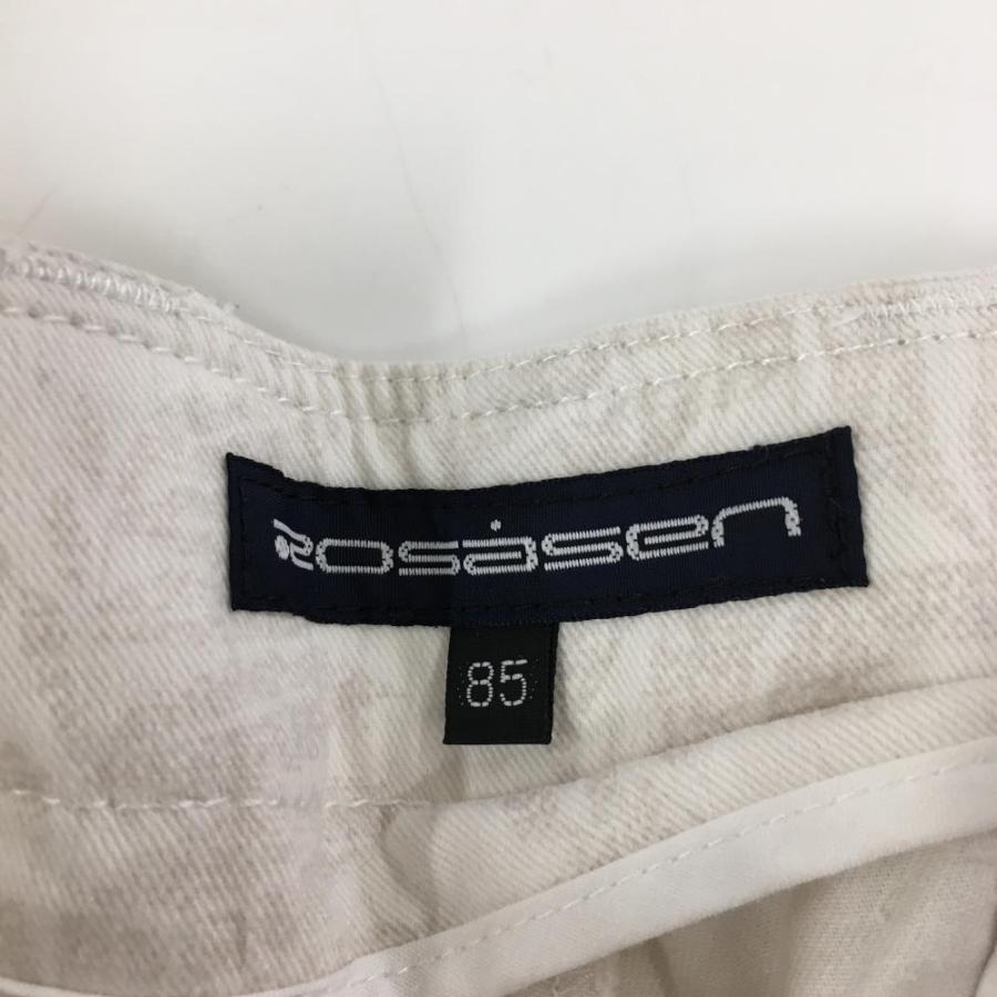 ロサーセン パンツ 白×グレー 花リーフ柄 ストレッチ メンズ 85 ゴルフ