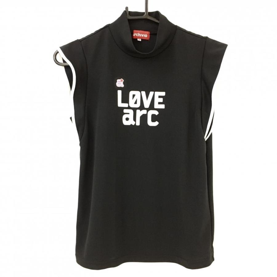 超美品】アルチビオ ノースリーブハイネックシャツ 黒×白 袖フリル