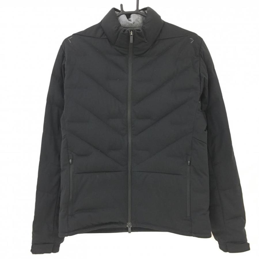 美品】アディダス ダウンジャケット 黒 袖ロゴ ダウン90％ レディース