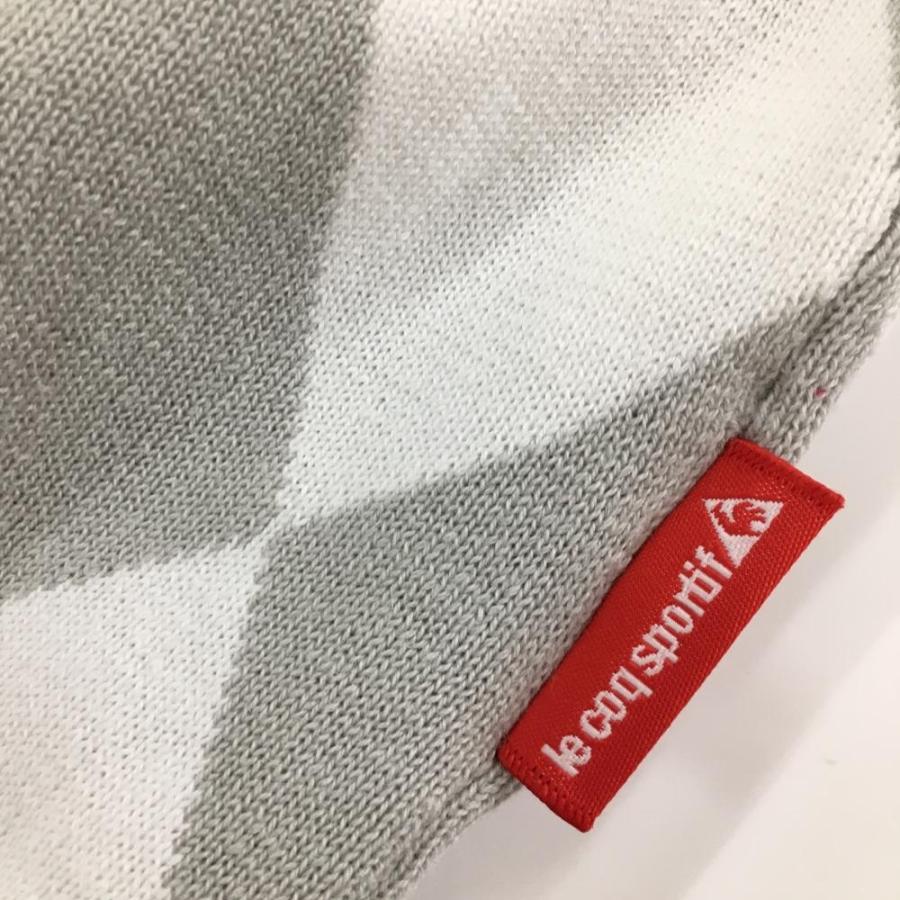 超美品】ルコック ニットベスト 白×グレー ダイヤ柄 総柄 Vネック
