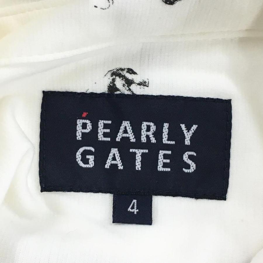 PEARLY GATES（パーリーゲイツ） 長袖ポロシャツ 白×黒 恐竜柄 ボタン
