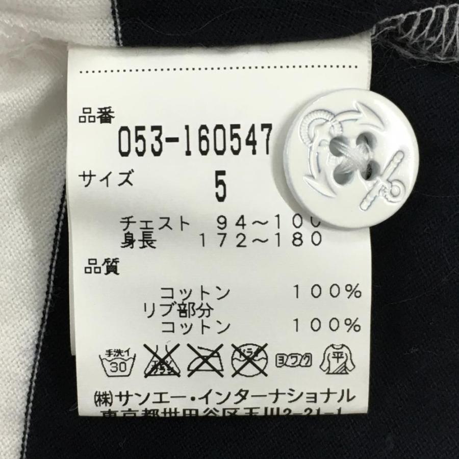 ✨未使用級✨ PEARLY GATES サイズ5 メンズL相当 ネイビー パーリーゲイツ 半袖ポロシャツ 白×ネイビー ボーダー イカリマーク