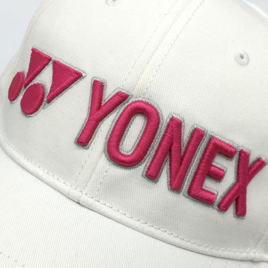 新品】ヨネックス キャップ 白×ピンク 立体ロゴ刺しゅう コットン100