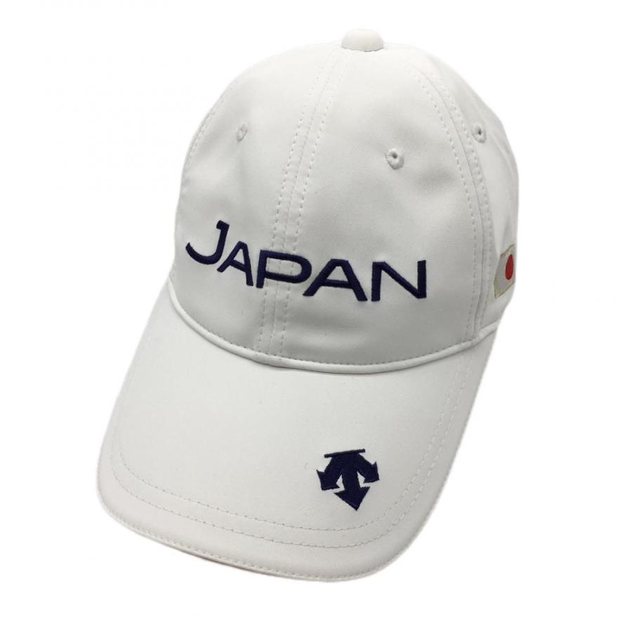 デサントゴルフ キャップ 白×ネイビー JAPAN 日本国旗 中田英寿 F(55