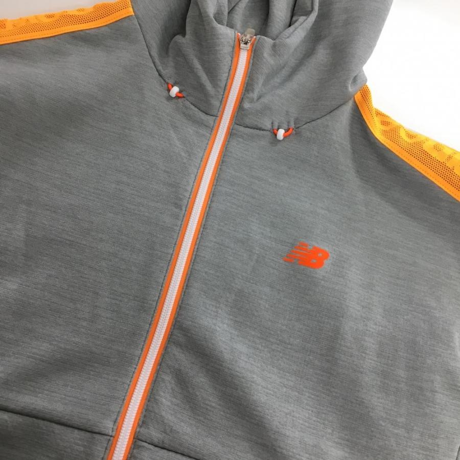 超美品】ニューバランスゴルフ ジップパーカー グレー×オレンジ 袖ロゴ