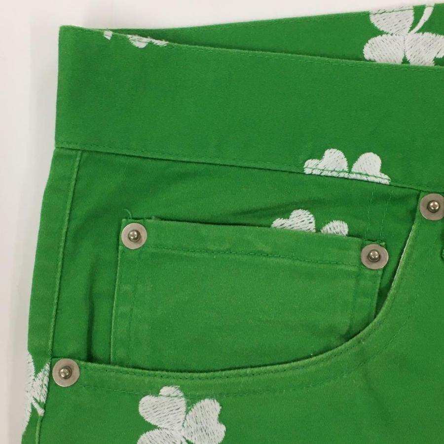 ラウドマウス パンツ グリーン×白 クローバー刺しゅう