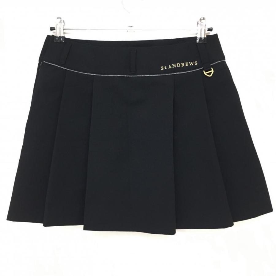 美品】セントアンドリュース スカート 黒×ゴールド ロゴ刺しゅう 後ろ