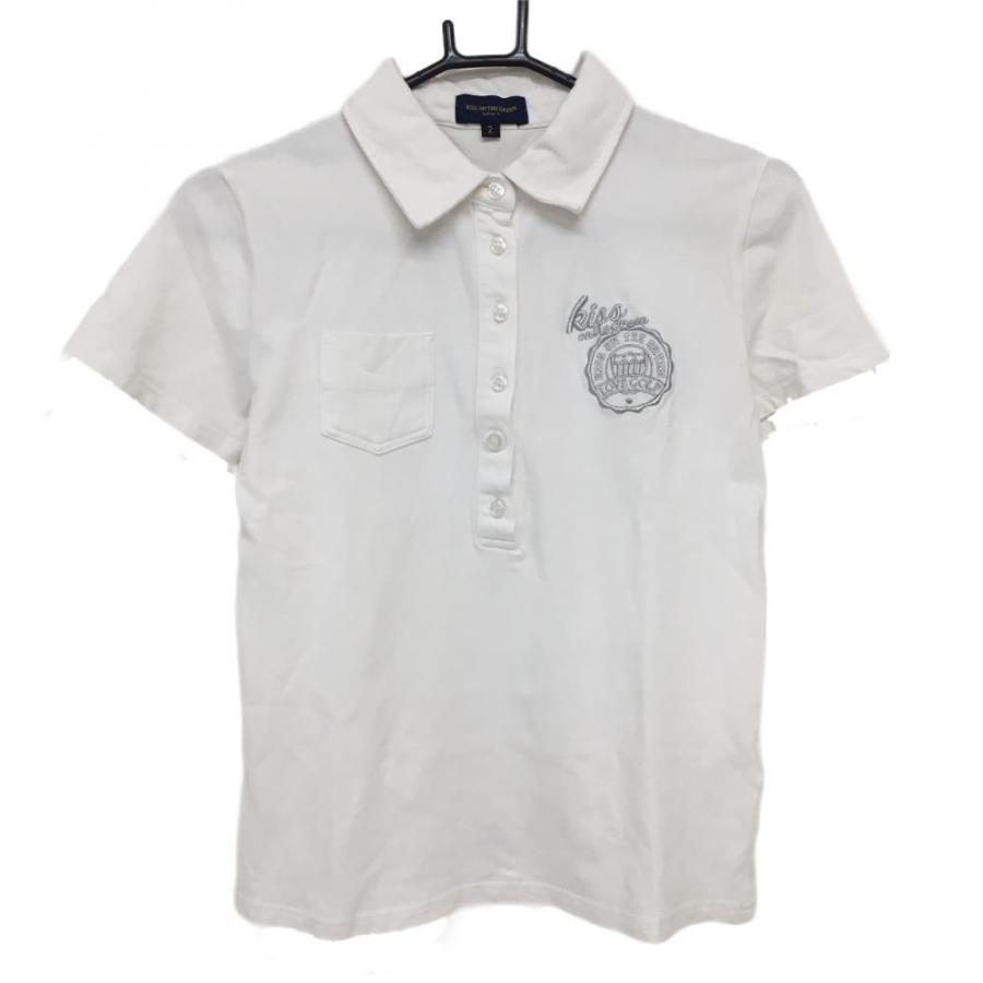 KISS ON THE GREEN（キスオンザグリーン） 半袖ポロシャツ 白×シルバー