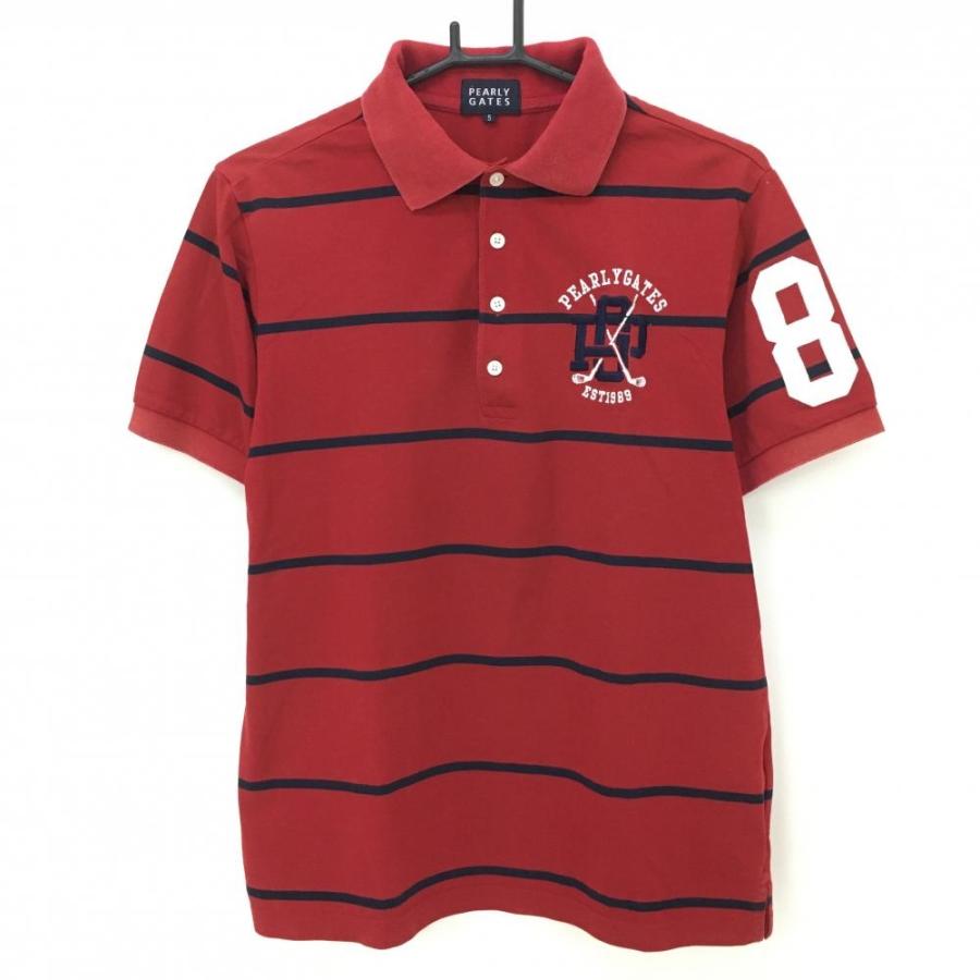 PEARLY GATES パーリーゲイツ 半袖ポロシャツ ボルドー×ネイビー