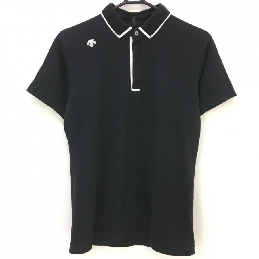 DESCENTE（デサント） デサントゴルフ 半袖ポロシャツ 黒×白 バイ 