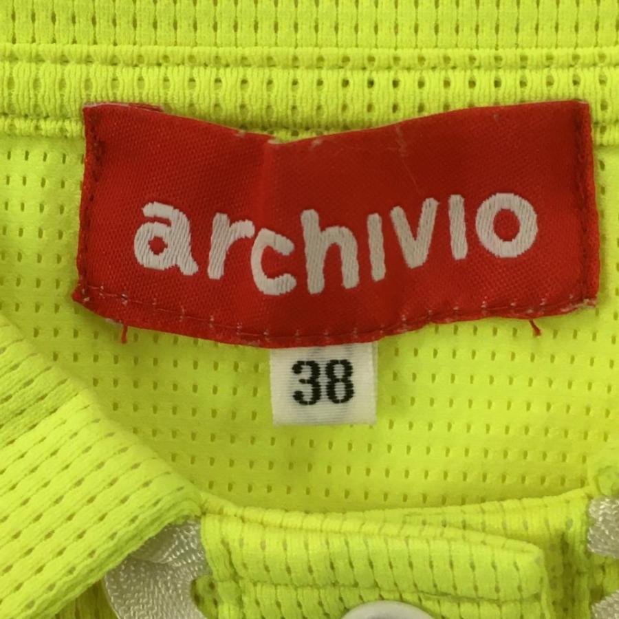 【超美品】アルチビオ 半袖ポロシャツ 蛍光イエロー メッシュ 袖ロゴ  レディース 38(M) ゴルフウェア 2023年モデル archivioの画像