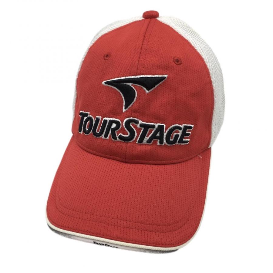 TOURSTAGE ツアーステージ キャップ レッド×白 刺しゅう メッシュ