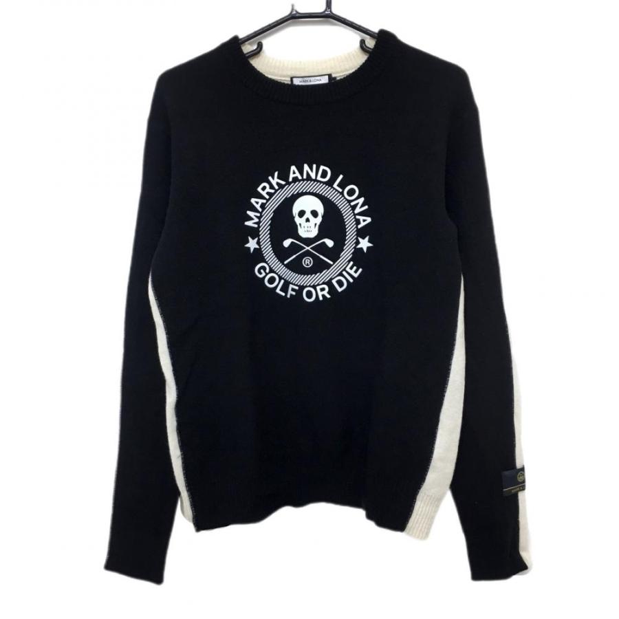 超美品】マークアンドロナ セーター 黒×白 スカル メンズ 48(L 超美品】マークアンドロナ セーター 黒×白 スカル メンズ 48(L