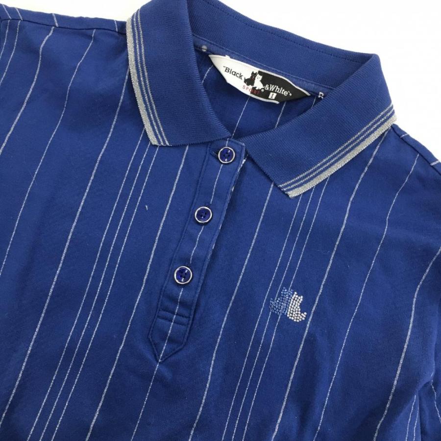 Black＆White ブラックアンドホワイト 長袖ポロシャツ ブルー