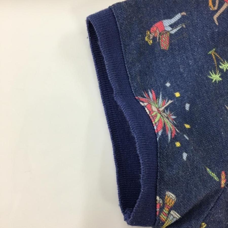 VIVA HEART（ビバハート） 半袖ポロシャツ ネイビー×マルチ アロハ柄